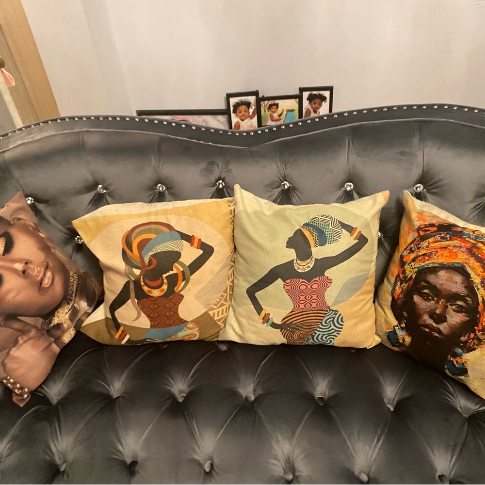 Black / African woman throw pillows